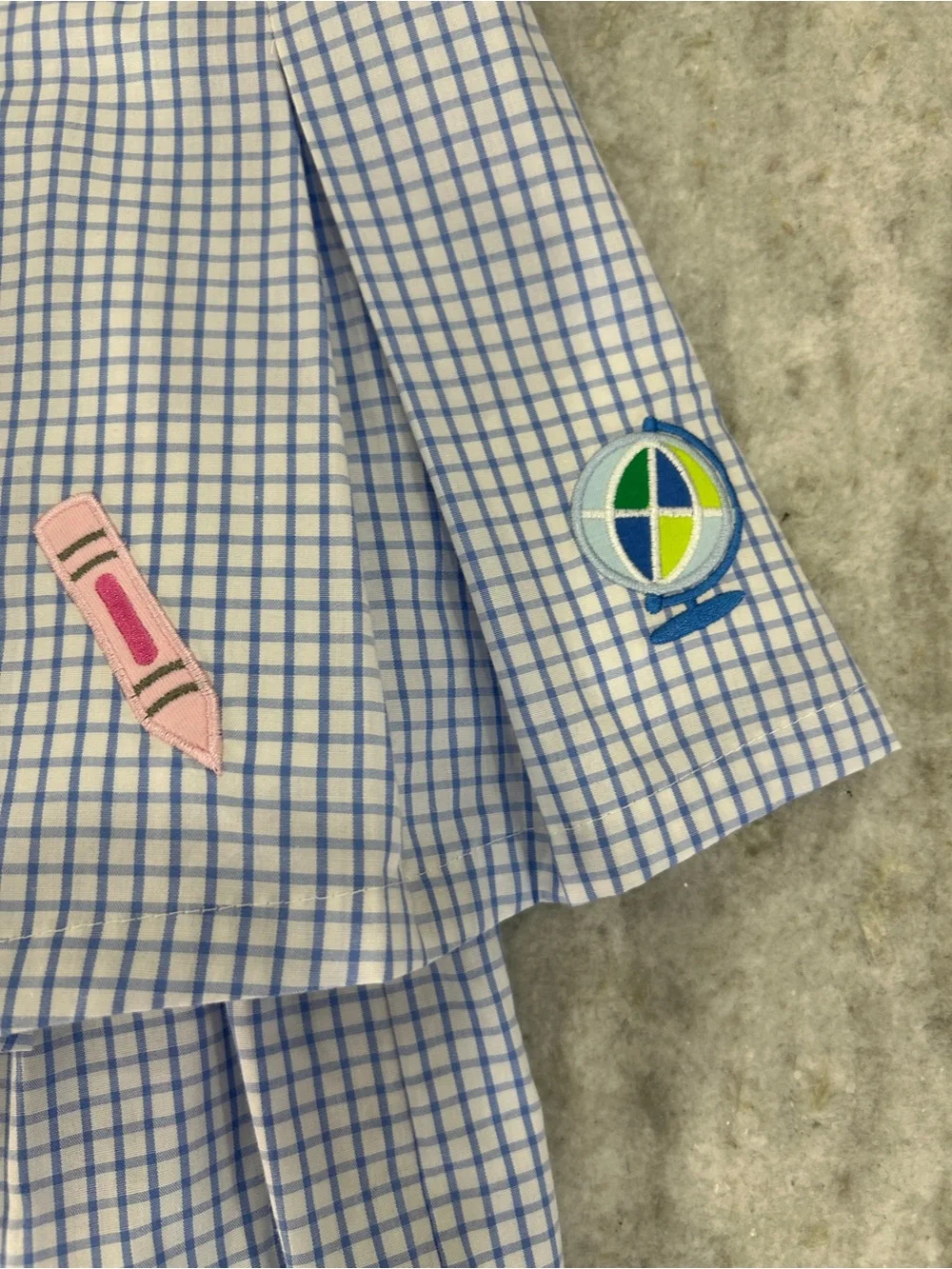 Classic Whimsy Girls Blue Striped Two-Piece Set with School Icons Size 6